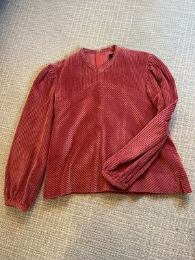 Isabel Marant Ribbed Velvet Long-Sleeve Top in Dusty Rose